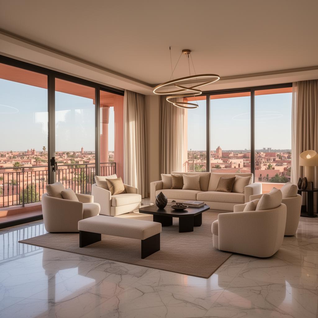 Penthouse moderne avec baies vitrées au Guéliz
